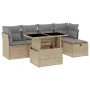 Gartensofa-Set mit 6-teiligen Kissen aus synthetischem Rattan in Beige. von , Gartensets - Ref: Foro24-3274639, Preis: 387,37...