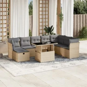 Set de sofás de jardín 9 pzas con cojines ratán sintético beige by , Garden sets - Ref: Foro24-3274709, Price: 577,46 €, Disc...