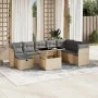 Set de sofás de jardín 9 pzas con cojines ratán sintético beige by , Garden sets - Ref: Foro24-3274709, Price: 577,46 €, Disc...