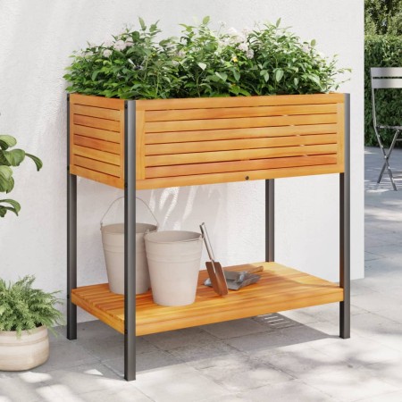 Blumenkasten mit Regal aus massiver Akazie und Stahl 80x45x80 cm von , Töpfe und Pflanzgefäße - Ref: Foro24-367617, Preis: 13...
