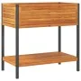 Jardinera con estante madera maciza acacia y acero 80x45x80 cm by , Pots and planters - Ref: Foro24-367617, Price: 134,43 €, ...