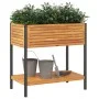 Blumenkasten mit Regal aus massiver Akazie und Stahl 80x45x80 cm von , Töpfe und Pflanzgefäße - Ref: Foro24-367617, Preis: 12...