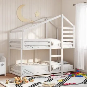 Bed with solid white pine wood roof 80x200 cm by , Beds and slatted bases - Ref: Foro24-3281959, Price: 227,25 €, Discount: %
