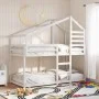 Cama con techo madera maciza de pino blanco 80x200 cm de , Camas y somieres - Ref: Foro24-3281959, Precio: 227,23 €, Descuent...