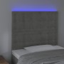 Cabecero con luces LED terciopelo gris claro 100x5x118/128 cm