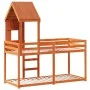 Bunk bed with solid pine wood roof in brown, 90x200 cm. by , Beds and slatted bases - Ref: Foro24-3281999, Price: 252,77 €, D...