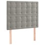 Cabecero con luces LED terciopelo gris claro 100x5x118/128 cm