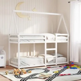 Bunk bed with solid white pine wood roof 90x200 cm by , Beds and slatted bases - Ref: Foro24-3282080, Price: 212,04 €, Discou...