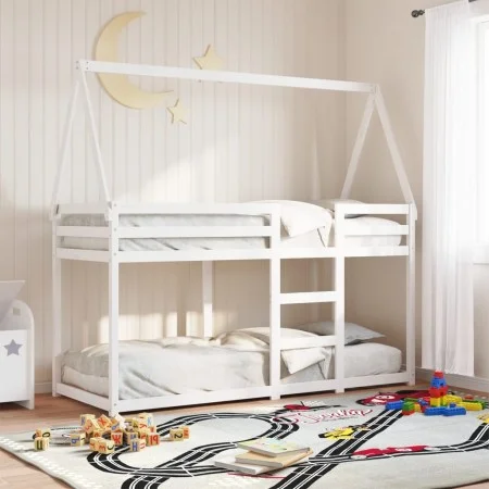 Bunk bed with solid white pine wood roof 90x200 cm by , Beds and slatted bases - Ref: Foro24-3282080, Price: 215,16 €, Discou...