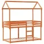 Cama litera con techo madera maciza pino marrón 90x200 cm de , Camas y somieres - Ref: Foro24-3282118, Precio: 247,26 €, Desc...