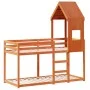 Bunk bed with solid pine wood roof in brown wax, 75x190 cm. by , Beds and slatted bases - Ref: Foro24-3282009, Price: 241,92 ...