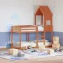 Bunk bed with solid pine wood roof in brown wax, 75x190 cm. by , Beds and slatted bases - Ref: Foro24-3282009, Price: 241,92 ...