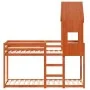 Bunk bed with solid pine wood roof in brown wax, 75x190 cm. by , Beds and slatted bases - Ref: Foro24-3282009, Price: 241,92 ...