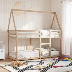Bunk bed with a solid pine wood roof 75x190 cm by , Beds and slatted bases - Ref: Foro24-3282089, Price: 159,68 €, Discount: %
