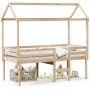 High bed with solid pine wood roof 90x200 cm by , Beds and slatted bases - Ref: Foro24-3282132, Price: 228,63 €, Discount: %
