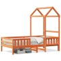 Estructura de cama con techo madera pino marrón cera 100x200 cm de , Camas y somieres - Ref: Foro24-3282158, Precio: 198,61 €...