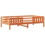Bed frame with solid pine wood roof structure in brown, 80x200 cm. by , Beds and slatted bases - Ref: Foro24-3282164, Price: ...
