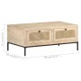 Couchtisch aus massivem Mangoholz und natürlichem Rohrgeflecht, 90 x 50 x 37 cm von vidaXL, Couchtisch - Ref: Foro24-323511, ...