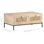 Solid mango wood and natural cane coffee table 90x50x37 cm by vidaXL, Coffee table - Ref: Foro24-323511, Price: 155,49 €, Dis...
