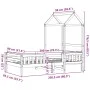 Bed frame with solid pine wood roof structure in brown, 80x200 cm. by , Beds and slatted bases - Ref: Foro24-3282164, Price: ...