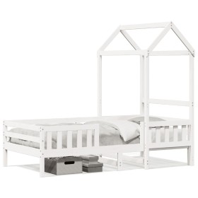 Bed frame with solid white pine wood roof 90x190 cm by , Beds and slatted bases - Ref: Foro24-3282166, Price: 223,35 €, Disco...