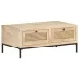 Solid mango wood and natural cane coffee table 90x50x37 cm by vidaXL, Coffee table - Ref: Foro24-323511, Price: 155,49 €, Dis...