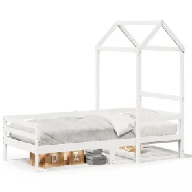 Sofa bed with solid white pine wood roof 90x200 cm by , Beds and slatted bases - Ref: Foro24-3282191, Price: 185,63 €, Discou...
