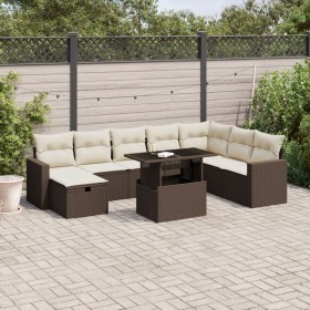 Set de sofás de jardín 9 pzas y cojines ratán sintético marrón by , Garden sets - Ref: Foro24-3274873, Price: 621,40 €, Disco...