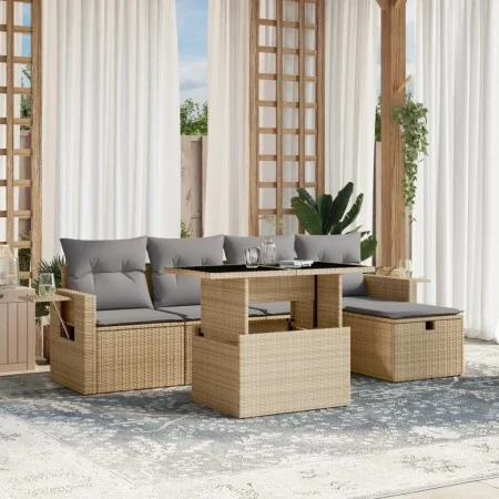 Juego de sofás jardín con cojines 6 pzas ratán sintético beige by , Garden sets - Ref: Foro24-3274969, Price: 404,70 €, Disco...
