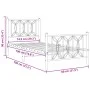 Bed frame with black metal headboard and footboard 75x190 cm by , Beds and slatted bases - Ref: Foro24-376136, Price: 79,44 €...