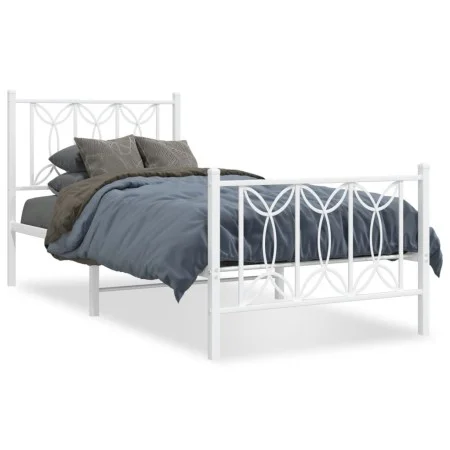 Metallbettgestell mit weißem Kopf- und Fußteil, 90x200 cm. von , Betten und Lattenroste - Ref: Foro24-376188, Preis: 93,46 €,...