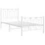 Metal bed frame with white headboard and footboard 90x200 cm by , Beds and slatted bases - Ref: Foro24-376188, Price: 93,46 €...