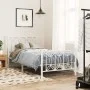 Metal bed frame with white headboard and footboard 90x200 cm by , Beds and slatted bases - Ref: Foro24-376188, Price: 93,46 €...