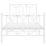 Metal bed frame with white headboard and footboard 90x200 cm by , Beds and slatted bases - Ref: Foro24-376188, Price: 93,46 €...