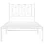 Metal bed frame with white headboard 90x190 cm by , Beds and slatted bases - Ref: Foro24-376169, Price: 75,10 €, Discount: %