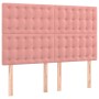 Cabecero con luces LED terciopelo rosa 144x5x118/128 cm
