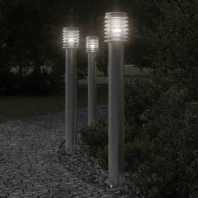 Lámparas de suelo exterior con enchufe 3 uds acero inox 110 cm by , Outdoor lighting - Ref: Foro24-4006376, Price: 141,23 €, ...