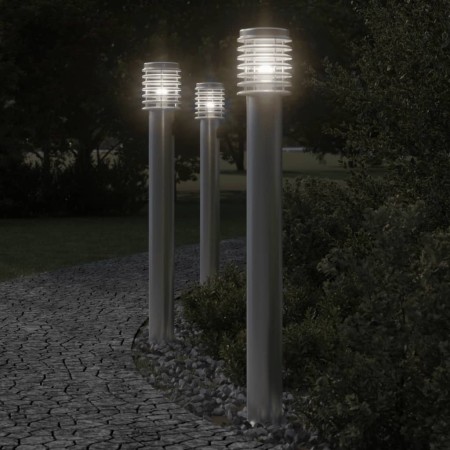 Lámparas de suelo exterior con enchufe 3 uds acero inox 110 cm by , Outdoor lighting - Ref: Foro24-4006376, Price: 141,23 €, ...