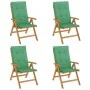 Sillas de jardín reclinables y cojines 4 uds madera maciza teca de , Sillas de jardín - Ref: Foro24-3196468, Precio: 639,84 €...