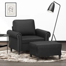 Sessel mit Hocker aus schwarzem Kunstleder, 60 cm. von , Sofas - Ref: Foro24-3201200, Preis: 208,87 €, Rabatt: %
