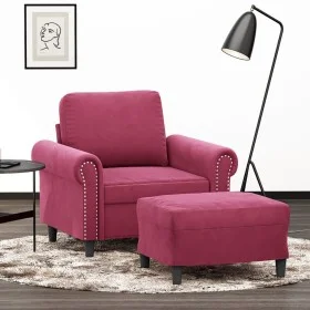 Sillón con taburete terciopelo rojo tinto 60 cm de , Sofás - Ref: Foro24-3201209, Precio: 202,47 €, Descuento: %