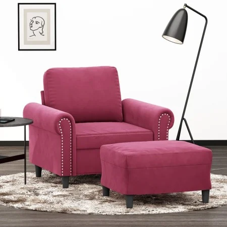 Armchair with red velvet stool 60 cm by , Sofas - Ref: Foro24-3201209, Price: 202,47 €, Discount: %