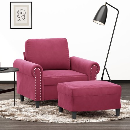 Sessel mit Hocker aus bordeauxrotem Samt, 60 cm. von , Sofas - Ref: Foro24-3201209, Preis: 206,06 €, Rabatt: %