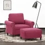 Sessel mit Hocker aus bordeauxrotem Samt, 60 cm. von , Sofas - Ref: Foro24-3201209, Preis: 202,47 €, Rabatt: %