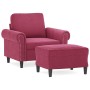 Sessel mit Hocker aus bordeauxrotem Samt, 60 cm. von , Sofas - Ref: Foro24-3201209, Preis: 206,06 €, Rabatt: %