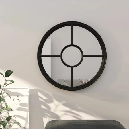 Round black iron mirror for indoor use 40x4 cm by , Mirrors - Ref: Foro24-3093528, Price: 64,06 €, Discount: %