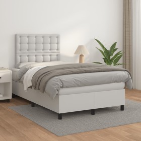Boxspringbett mit weißem Kunstleder-Matratze 120x200 cm. von , Betten und Lattenroste - Ref: Foro24-3142834, Preis: 424,00 €,...