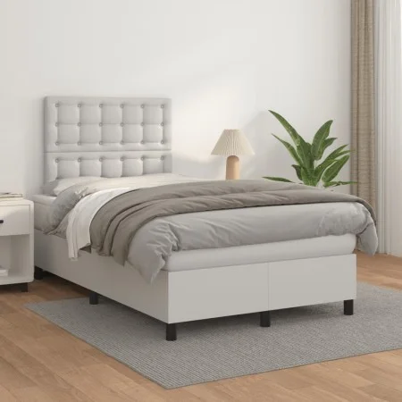 Boxspringbett mit weißem Kunstleder-Matratze 120x200 cm. von , Betten und Lattenroste - Ref: Foro24-3142834, Preis: 418,67 €,...