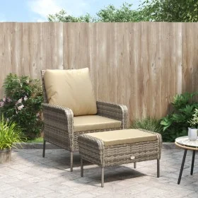 Light brown synthetic rattan garden armchair with footrest by , Garden chairs - Ref: Foro24-364114, Price: 200,80 €, Discount: %