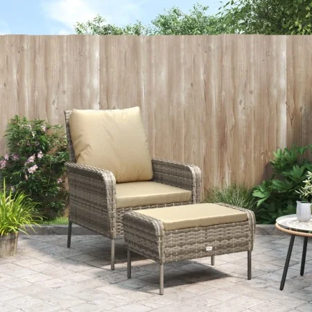 Gartenliege mit Fußhocker aus hellem braunem Kunststoff-Rattan von , Gartenstühle - Ref: Foro24-364114, Preis: 200,80 €, Raba...
